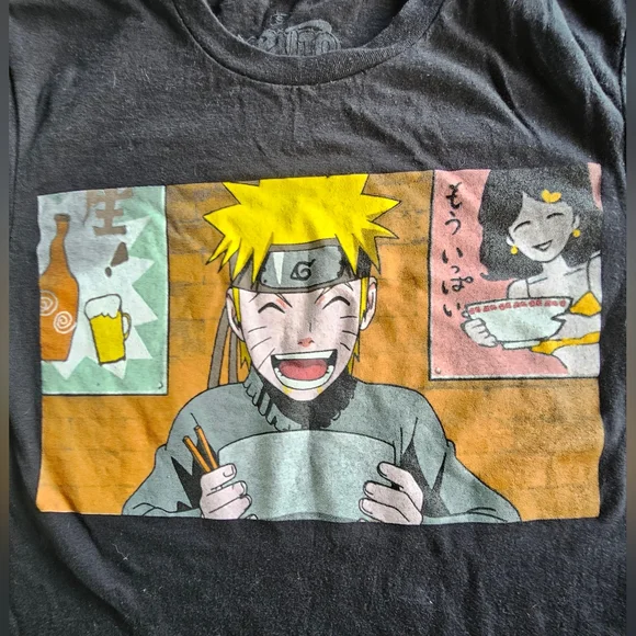 Naruto Shippuden Anime Ichiraku Ramen Shop Black Graphic T-Shirt Size Small - Picture 3 of 5